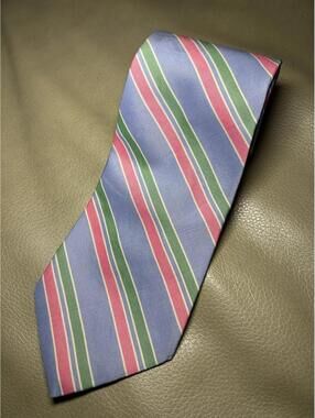Brooks Brothers Makers Men’s Tie Cotton Silk Blend Purple Pink Green Stripes BB5
